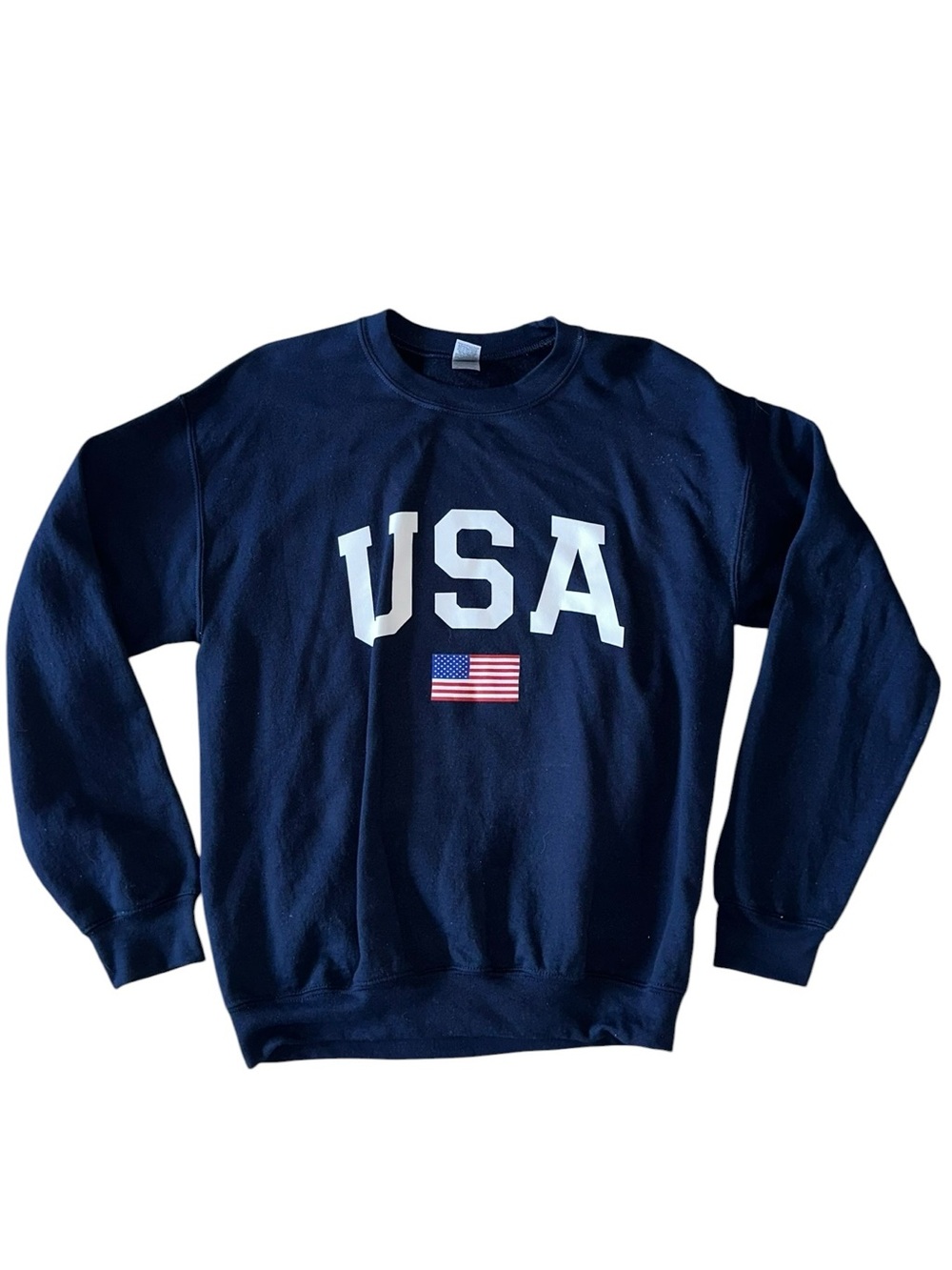 Gildan Navy Crewneck Sweatshirt with USA Graphic